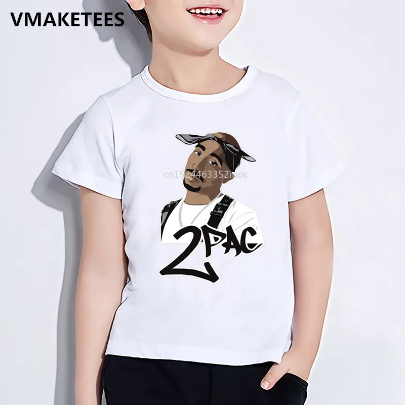 Детская футболка с принтом «Тупак 2pac» в стиле хип-хоп Детская летняя футболка с короткими рукавами для мальчиков и девочек забавная повседневная одежда для малышей HKP287