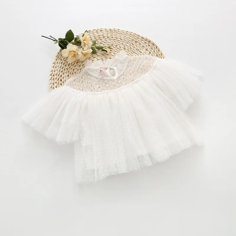 Мода для девочек белая рубашка с кружевом короткими рукавами вырезом в горошек