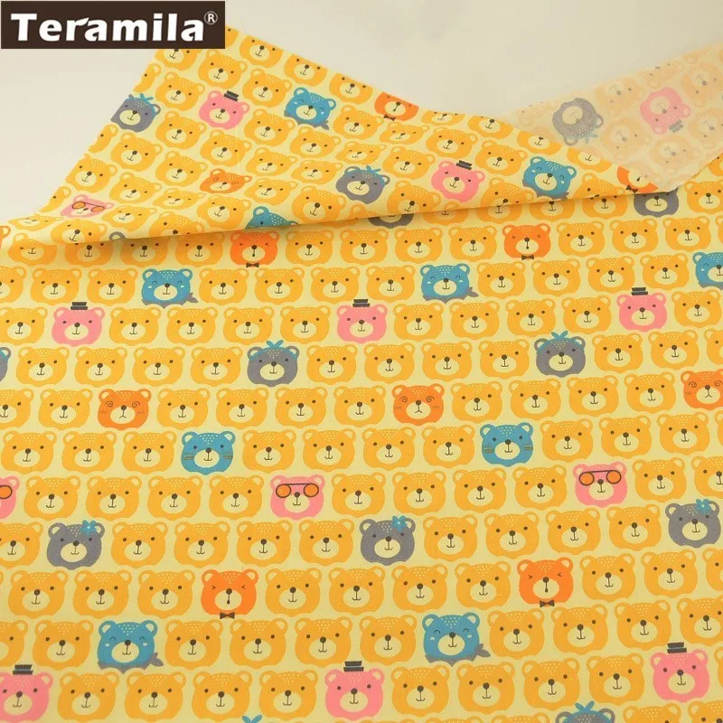 Teramila Ткань 100% хлопок желтый твил Материал Швейные Лист мягких тканей с принтом