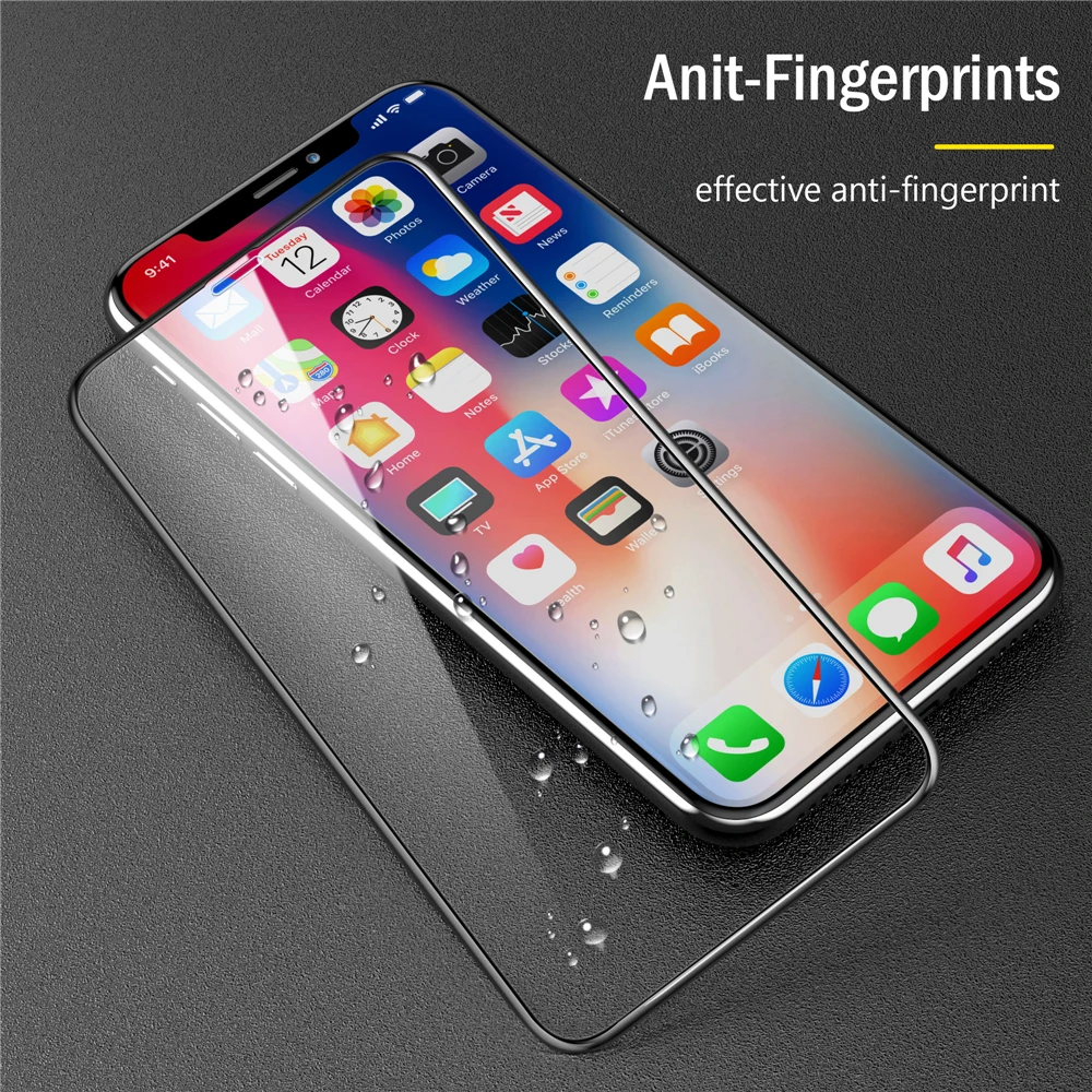 Защитное стекло Tiegem на весь экран для iPhone X XS 6 7 8 Plus 9H 2.5D Закаленное стекло для iPhone XS Max XR Защитная стеклянная пленка