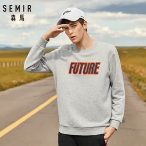 Мужская толстовка с флисовой подкладкой SEMIR, пуловер с открытыми плечами и вырезом лодочкой в рубчик, кромка манжеты, зимняя Толстовка для мужчин