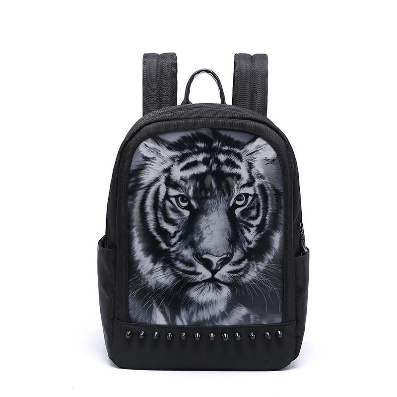 2019 женские рюкзаки с объемным животным принтом черные рисунком волка тигра