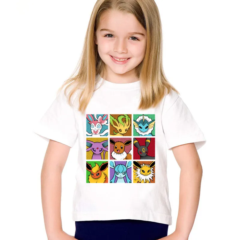 Детские футболки Pokemon Go Pop eveelutions Spirits Got Fit Them All Summer топы для мальчиков и девочек