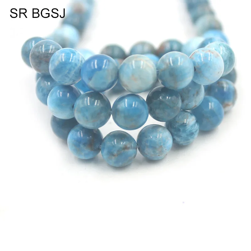 Free Shipping 6mm 8mm 10mm Round Blue Apatite Loose Gems Stone Beads Strand Wholesale 15&quot|Бусины| |