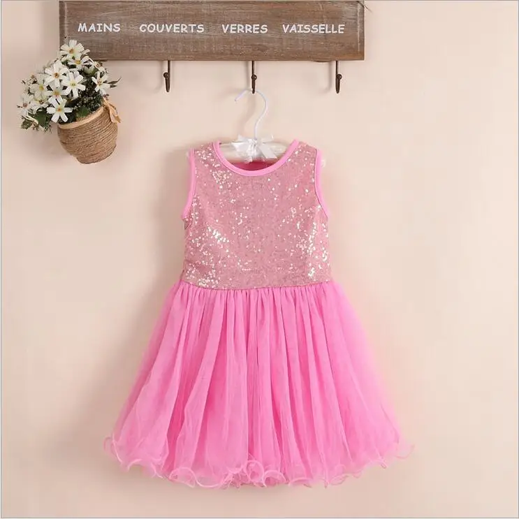 Блестящее детское платье для девочек на день рождения с блестками белого