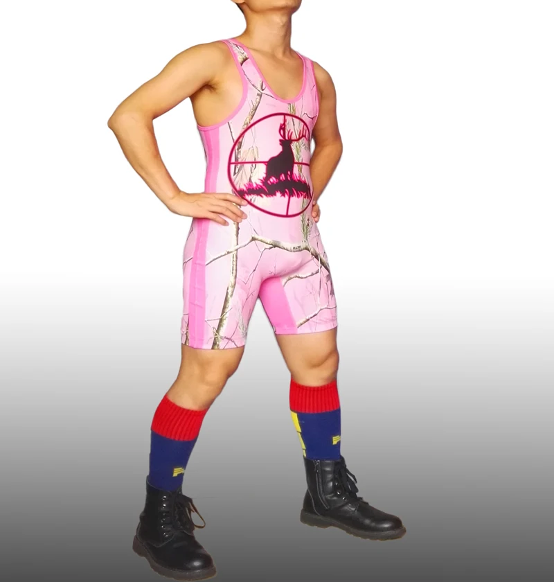 Розовый олень Лось дерево Детская Молодежная тугая борьба майка для