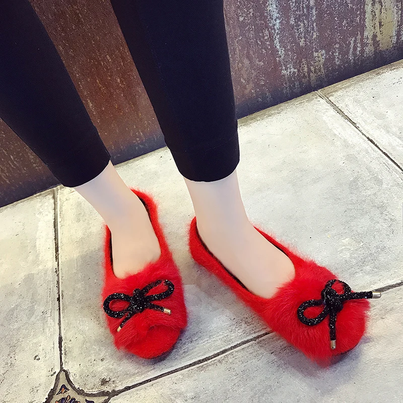Size36-40 Новинка 2017 года пикантные Обувь на теплом меху женская обувь с
