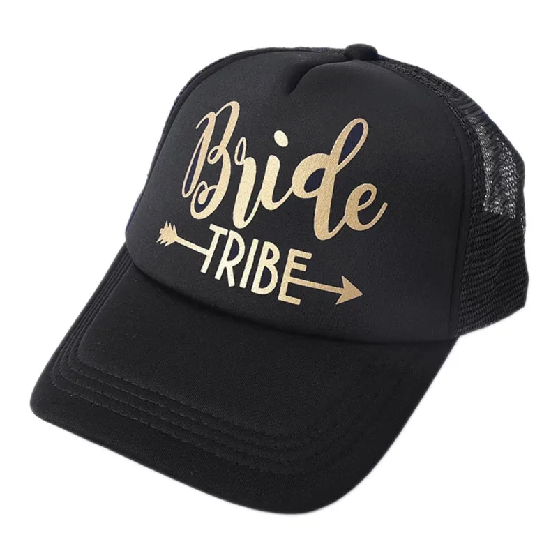 Надпись «Bride Tribe» Snapback Кепка-тракер Кепка с сеточкой и золотыми буквами стрелка Свадебные Бейсбол Кепки