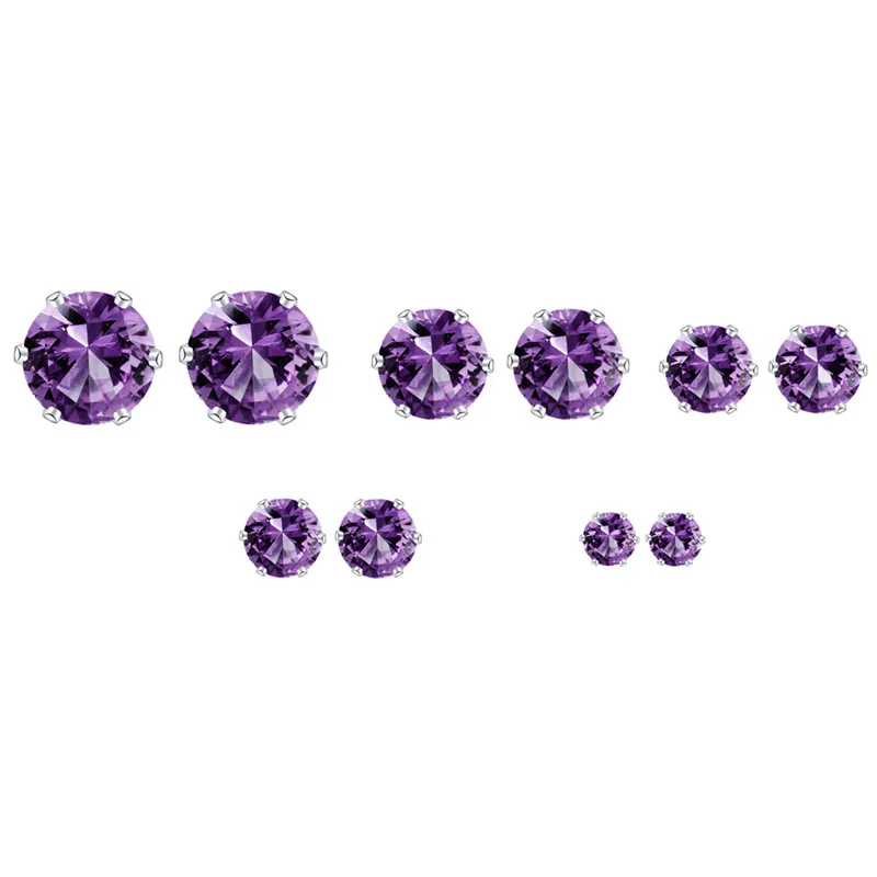 EJDY83840 Purple IF ME панковские серьги-гвоздики набор для женщин и мужчин унисекс серебряный цвет геометрический Круглый CZ кубический цирконий кристалл милый 5 размеров 10 цветов - Окраска металла: EJDY83840 Purple