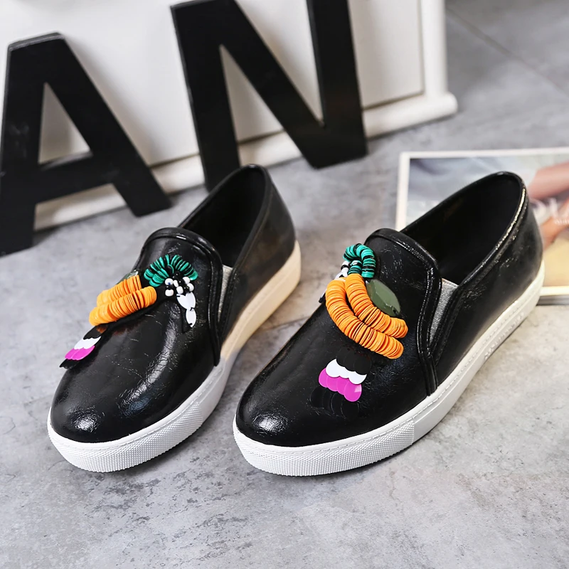 Весной 2017 женщин сладкие толстым дном loafer Корейской модница квартира с блестками