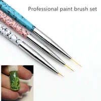 3pcs fine professional paint brush set liner pens metal handle polish painting drawing kolinsky nail art brushes thin