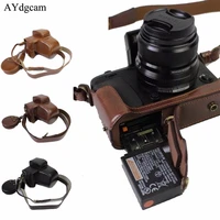 new luxury pu leather camera video case bag cover with strap for fujifilm xe 3 fuji xe3 lens battery opennig mini pouch