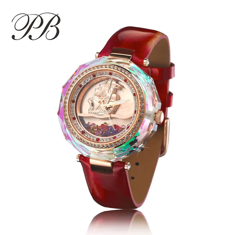 Роскошные женские часы бренд PB Парусная картина с изображением лодки бриллианты