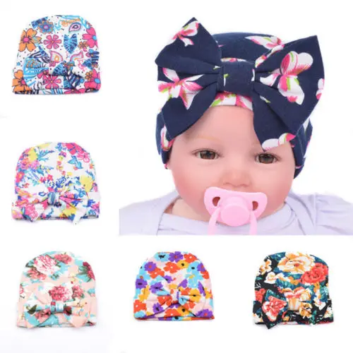 new Cute Newborn Baby Infant Girl hats floral Comfy Bow knot Cap Beanie Hat | Детская одежда и обувь