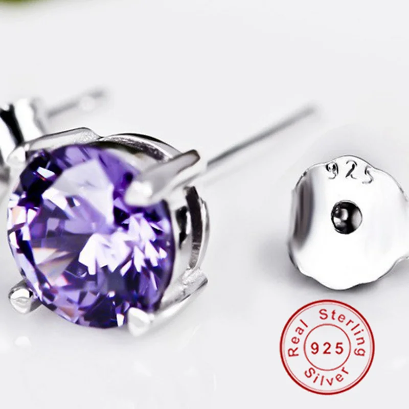 Женские серьги пусеты BeBe Серьги из стерлингового серебра 925 пробы с 4 когтями 6 мм