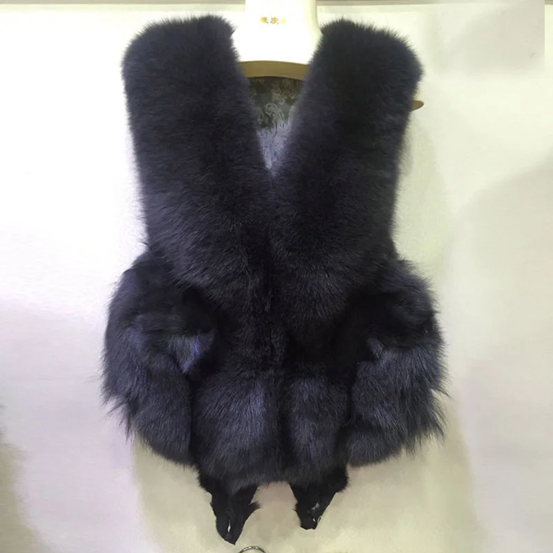 2018 new whole leather fur vest female fox head coat | Женская одежда