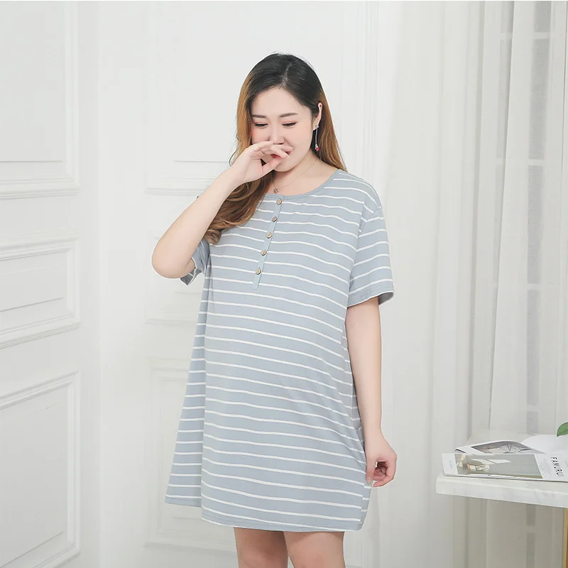 Хлопковая Ночная рубашка большого размера для беременных 150 кг летняя Пижама