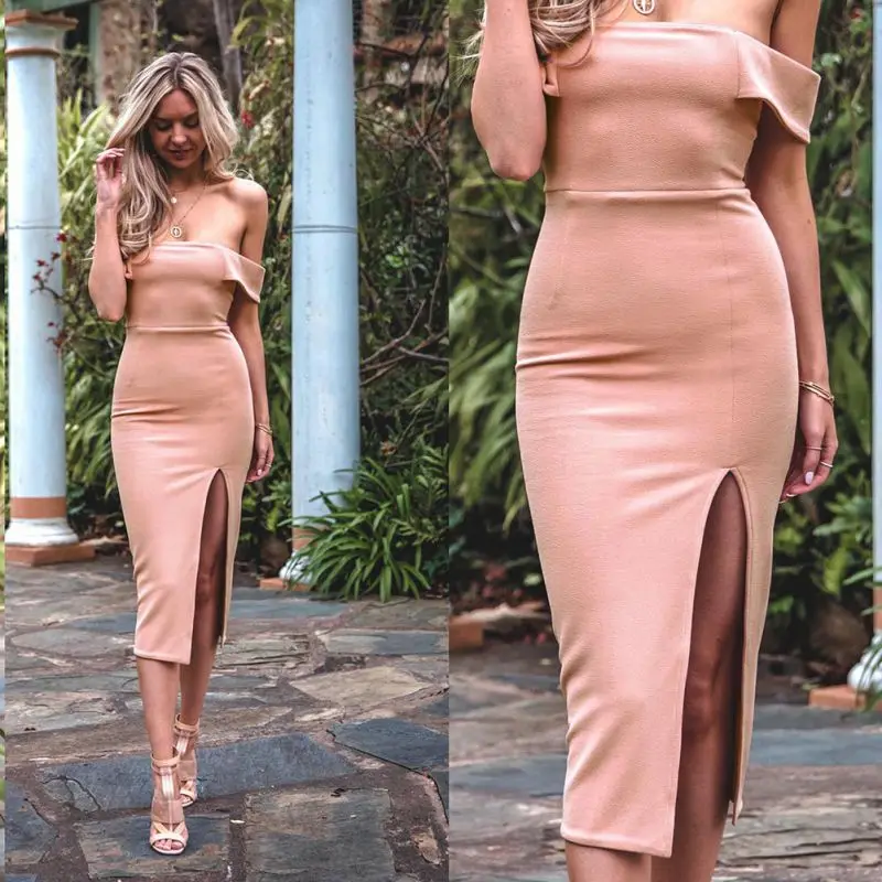 Летнее сексуальное платье с открытыми плечами обернутое на грудь 2018 без бретелек