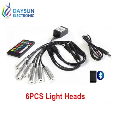 6PCS Light Heads DC12V 2 Вт Светодиодный светильник источник RGB мини осветитель светодиодный излучатель сторона свечение волоконно-оптический кабель для автомобиля 3 мм-10 мм светильник отверстие - Испускаемый цвет: 6PCS Light Heads