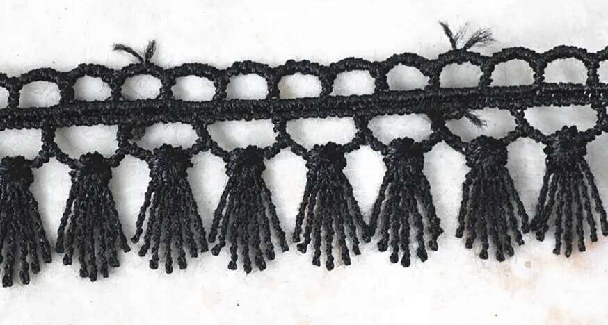 5 лет ремесло черная ткань бахрома отделка Кружева кисточкой планки кружевная