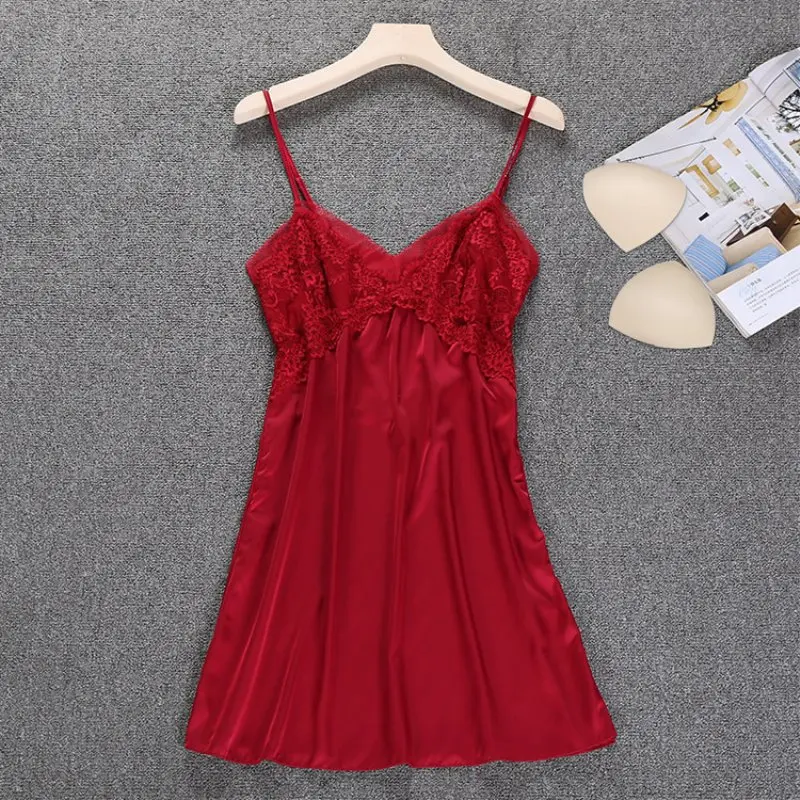 Атласная сексуальная ночная рубашка для женщин сорочка на бретельках размера
