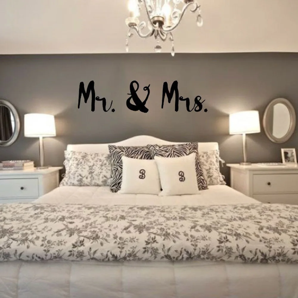 Виниловая наклейка на стену s декор для спальни Mr &amp Mrs романтическая День святого