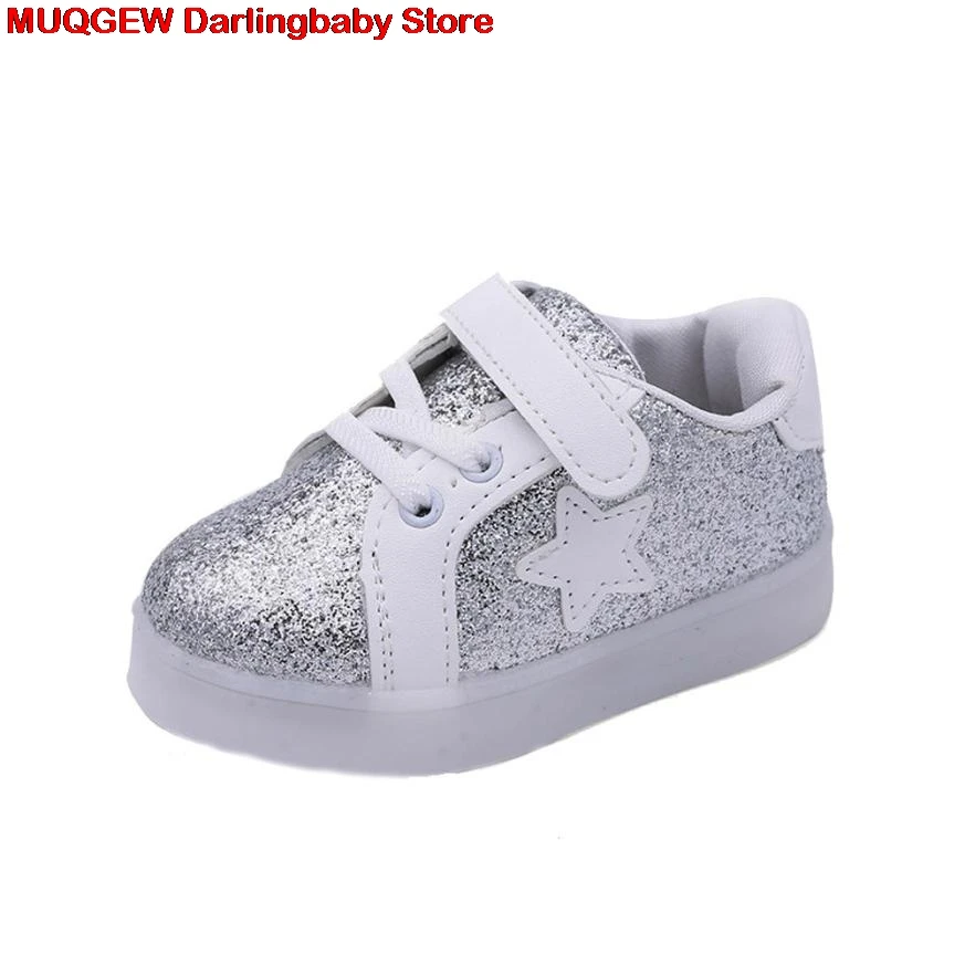 New Baby Fashion Lovely Star Sneaker LED Luminous Children Casual Colorful Light Tenis Infantil Girls Shoes Kids For Girl | Детская