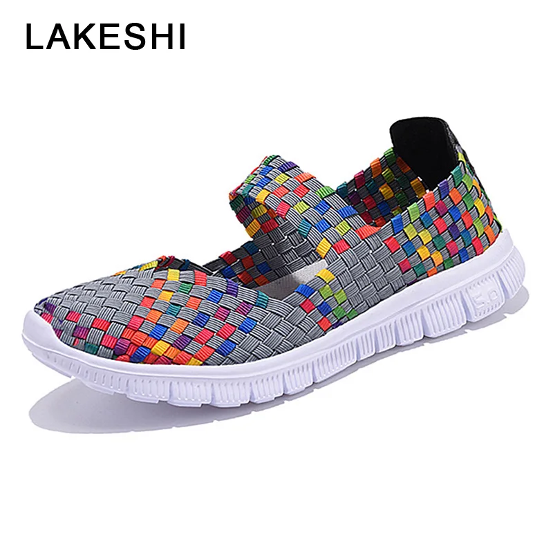LAKESHI/Женская обувь летняя повседневная на плоской подошве женская модная с