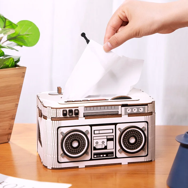 Robud DIY 3D деревянная головоломка мультфильм Penholder& Коробка для хранения настольные игрушки для хранения для детей лучший подарок для друга TG11-TG15 - Цвет: TG15-Rock Radio