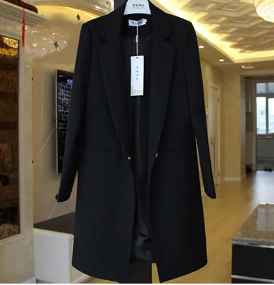 Длинные блейзеры и куртки для женщин офисный костюм с отложным воротником