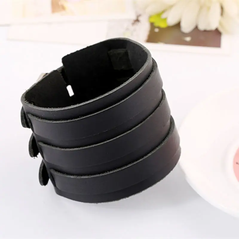 Новинка 2016 модный бренд крутой панк винтажный черный браслет из натуральной