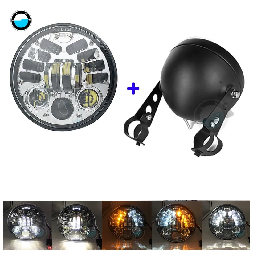 Аксессуары для мотоциклов 5,7" СВЕТОДИОДНЫЙ Ведро фары для Suzuki охранной VS VL 700 750 1500 800 - Цвет: NO6 Combo