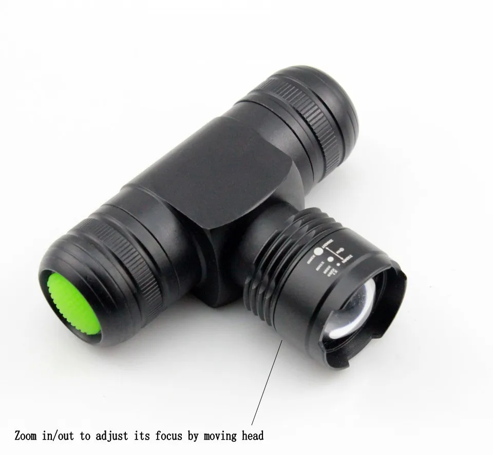YUPARD T6 светодиодный фар Headlamp1000Lum Масштабируемые Увеличение/уменьшение зума из отрегулировать 5 Режим Водонепроницаемый 3xaaa 1x18650 аккумуляторная батарея лагерь