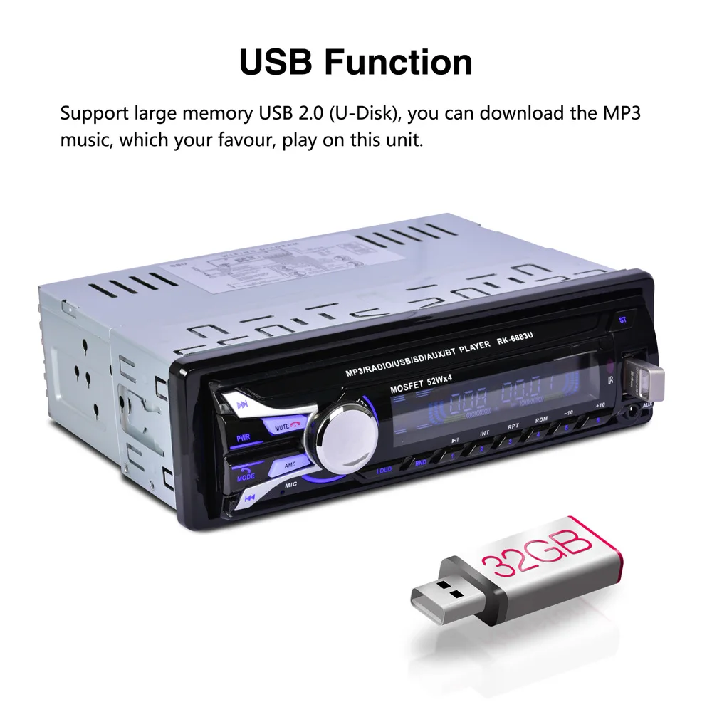AZGIANT 1 DIN Авторадио Bluetooth автомобиль радио 12 V Радио Кассетный трактор Регистраторы плеер FM MP3 поддержкой USB, SD карт памяти, с разъемом подачи внешнего сигнала AUX радио para Карро