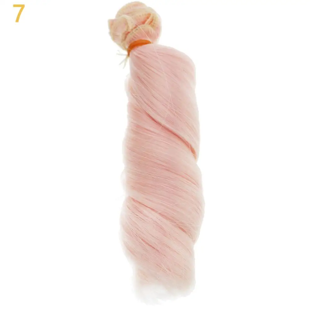 Color 7 1X DIY аксессуары 15 см* 100 см длинные волнистые кудрявые куклы градиент цвета парик волос для 1/3 1/4 1/6 1/12 SD BJD куклы парики - Цвет: Color 7