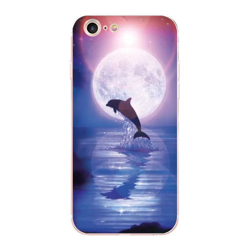 Мягкий чехол для телефона MaiYaCa Jumping Dolphin in tne moonlight and sunset ocean Apple iPhone 8 7 6 6S Plus X 5 5S SE 5C 4
