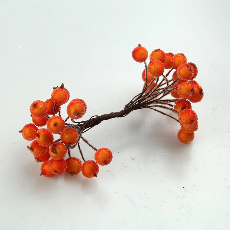 orange Букет из красной вишни, искусственный мини-фруктовый цветок, ягоды, рождественские украшения, 20 шт/40 голов - Цвет: orange