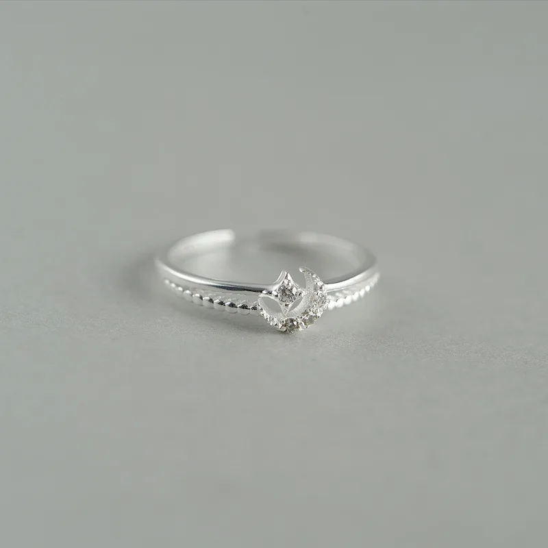 

Женское кольцо с инкрустированным фианитом, маленькое кольцо с инкрустированными звездочками, подарок из стерлингового серебра 925 пробы