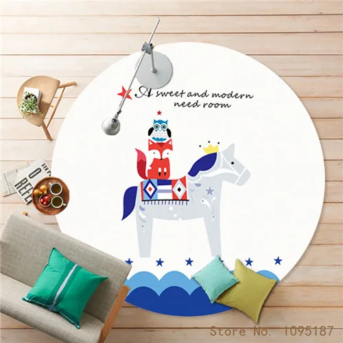 cartoon horse Ковер Круглый Ковер 160*160 см гостиной ковер большой размер ткани Ворсовые Anitskp детская комната ковры Пастырской домашнего офиса Детская комната мат - Цвет: cartoon horse