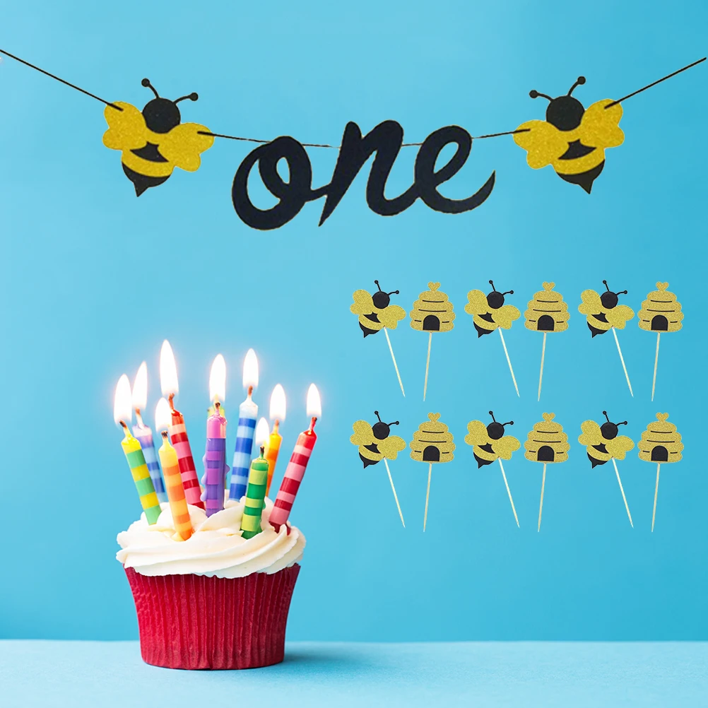 13 шт пчела баннер торт Топпер набор ОСА тематический кекс топперы фруктовый