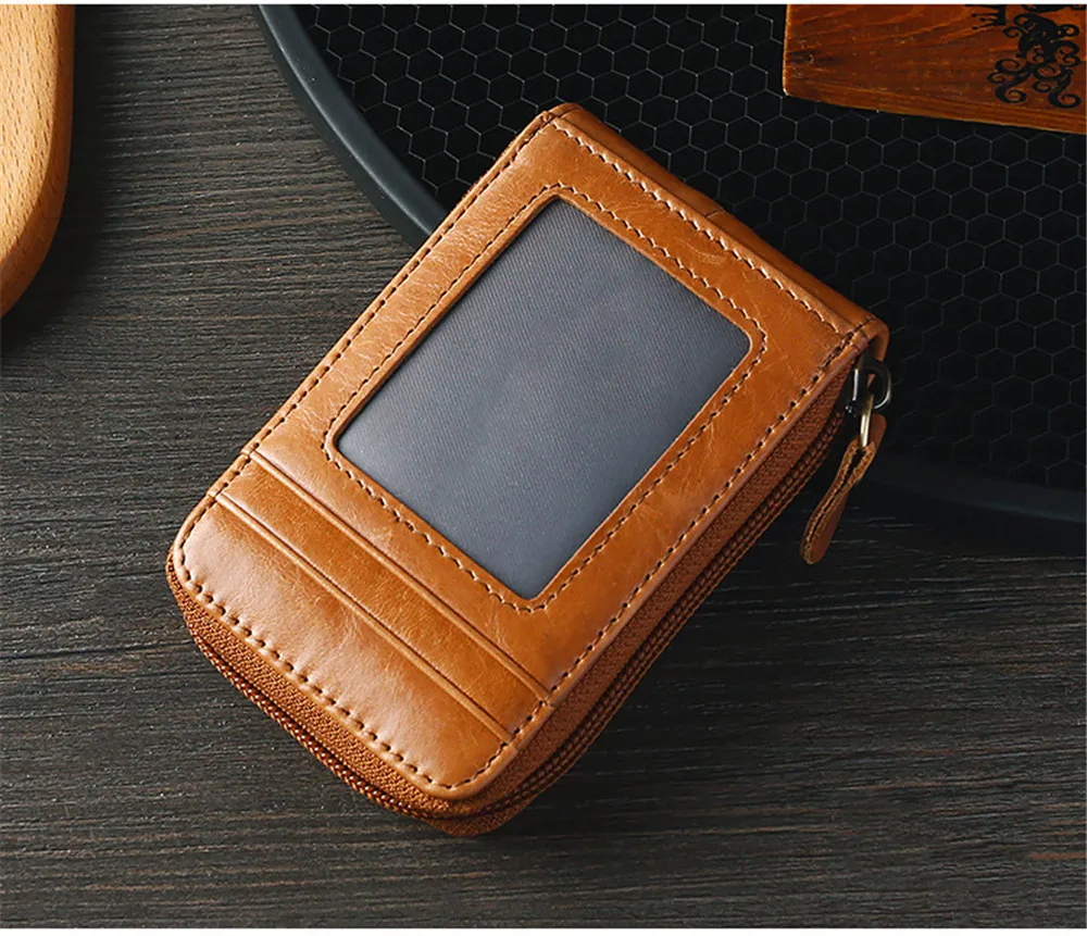 BISI GORO Card Holder Business Card Case with RFID Blocking Vintage Unisex High Quality Genuine Leather Credit Card Wallets