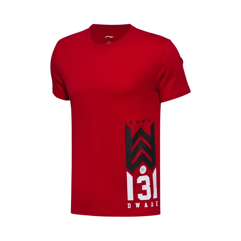 Li-Ning, мужские баскетбольные майки Уэйд, обычный крой, короткий рукав, хлопок, подкладка, футболка, спортивные футболки, топы, AHSM293 MTS2659 - Цвет: AHSM293 4