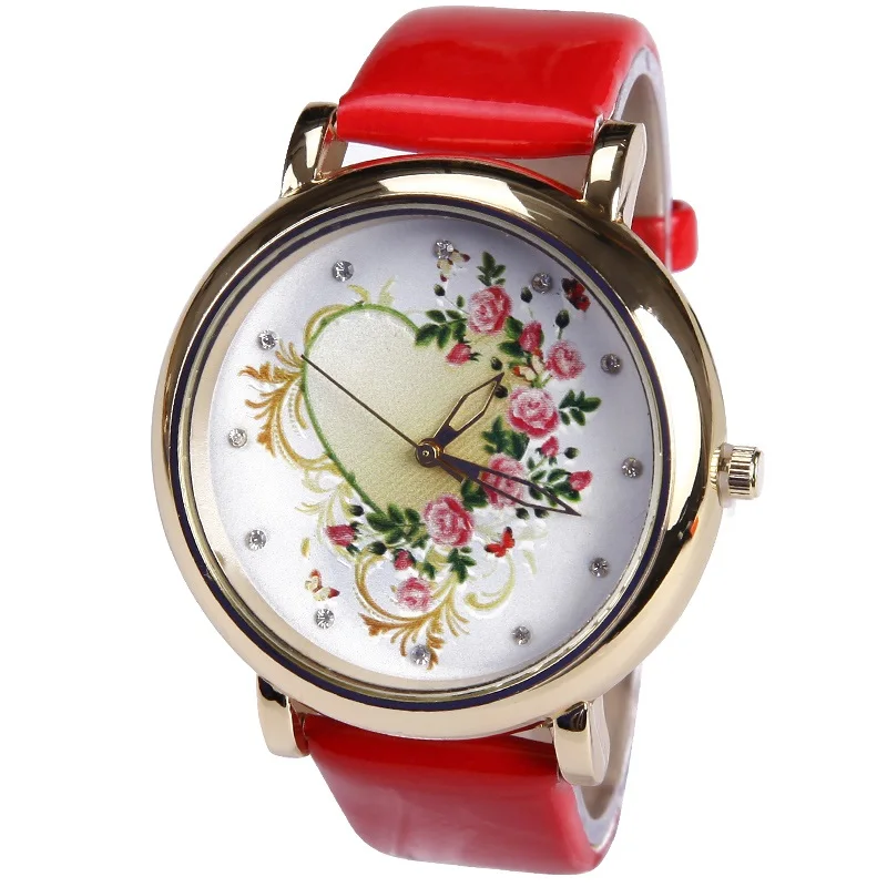 Женские платиновые часы Gnova наручные с цветком сердцем и розами для девочек