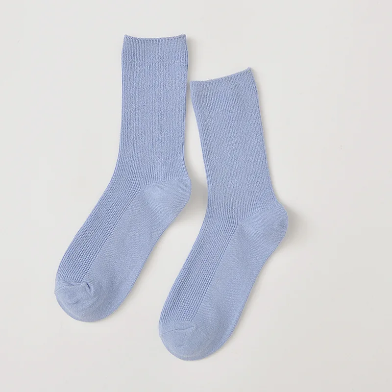 Light blue Модные Хлопковые женские Зимние Носки happy calcetines милые носки радужной расцветки для девочек новые крутые носки в стиле Харадзюку skarpetki damskie - Цвет: Light blue