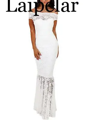 

Laipelar Women Gown Skinny Off Shoulder Lace Dress Formal Prom Women Ladies Dresses Strapless Party