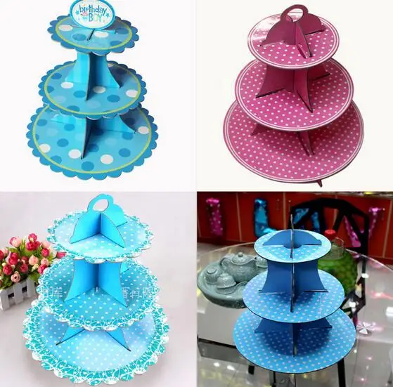 3 яруса Свадьба День рождения картон кекс бумажная подставка тарелки Вечеринка