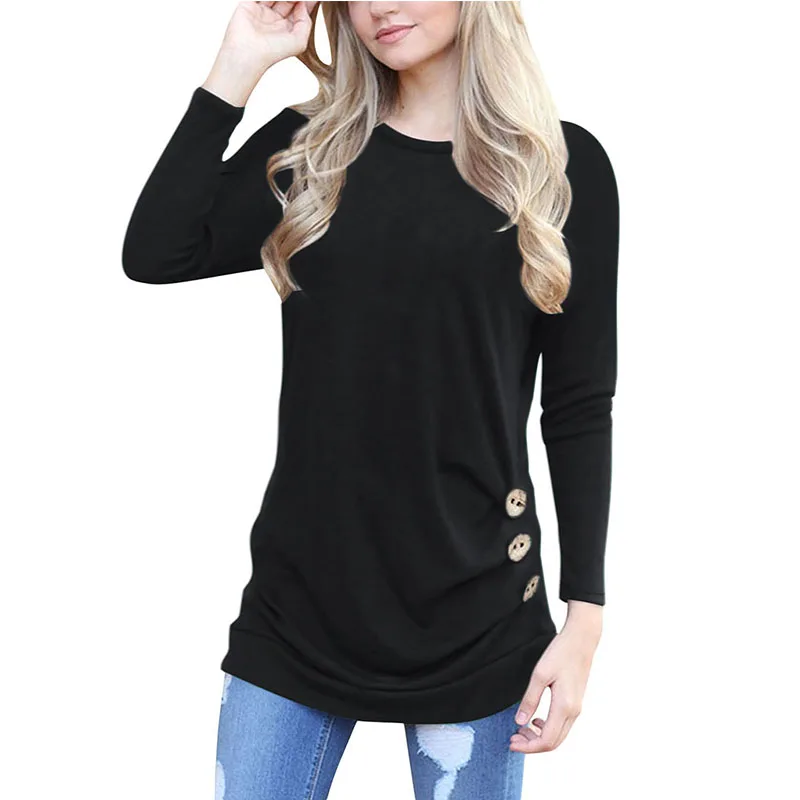 BONJEAN Модные осенние футболки для беременных с круглым вырезом и длинными