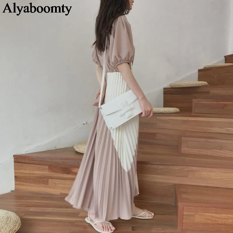 Корейское шикарное летнее женское длинное платье макси с v образным вырезом