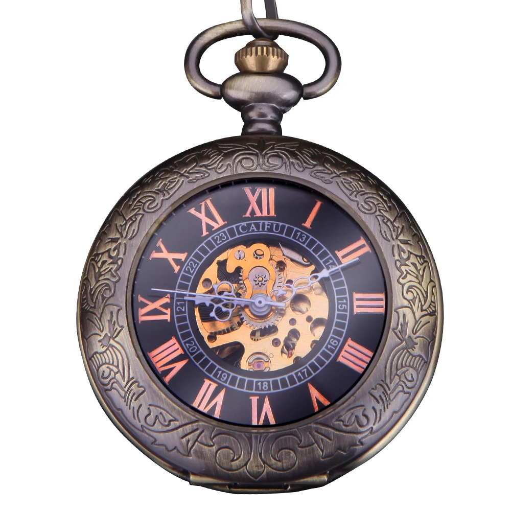 Forsining модный бренд Винтаж брелок карманные механические часы Для мужчин резные