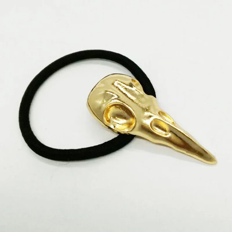 Металлическая повязка для волос в стиле панк готика череп ворона пони хвост